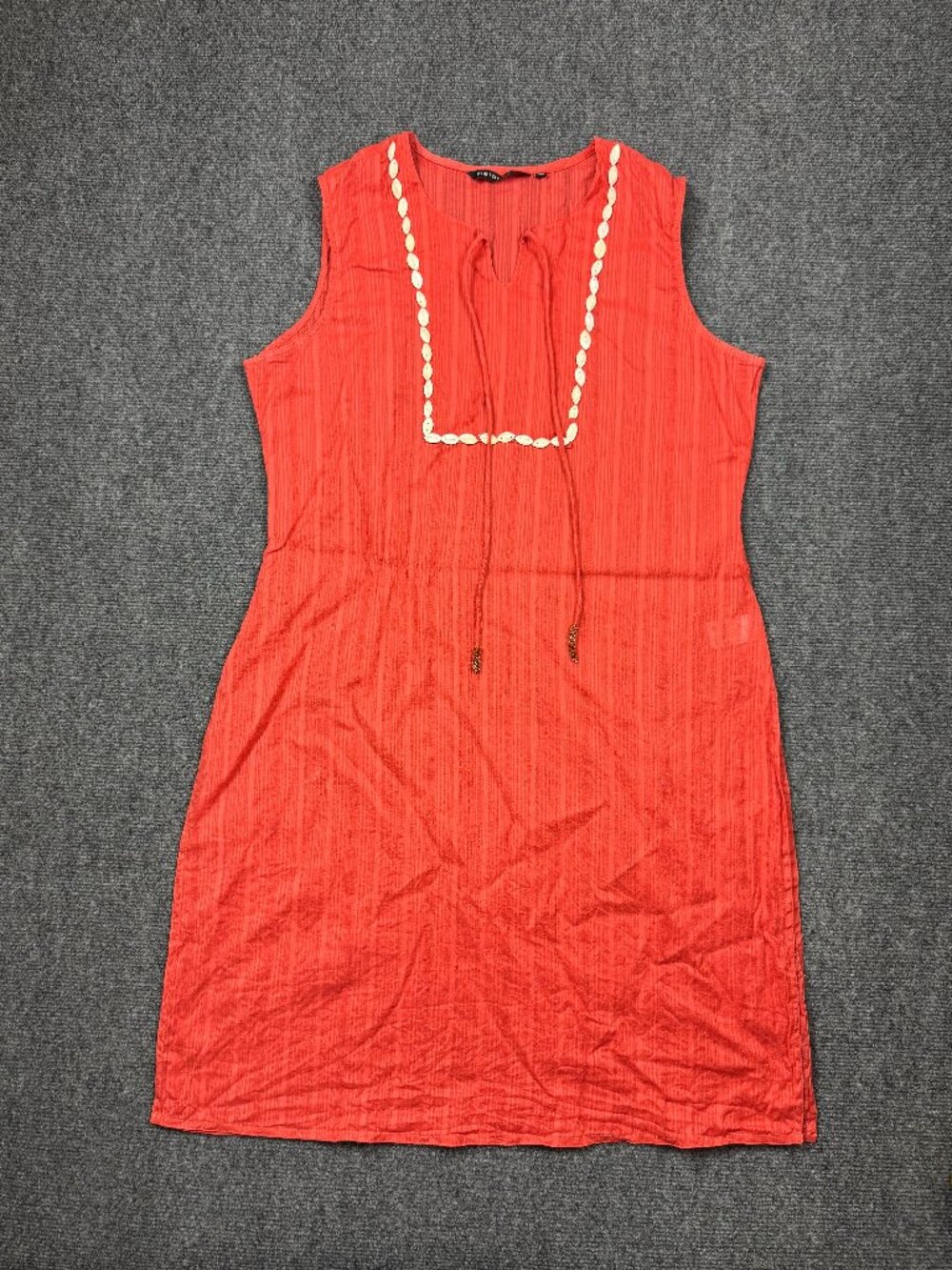 Melange Summer Sleeveless Dress Cover Up Coral Red Splits Embellished Women's XL